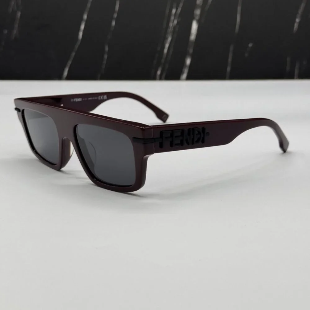 NEW FE40091U 69A FENDI BORDEAUX GREY SQUARE MEN FENDI SUNGLASSES - Picture 6 of 11